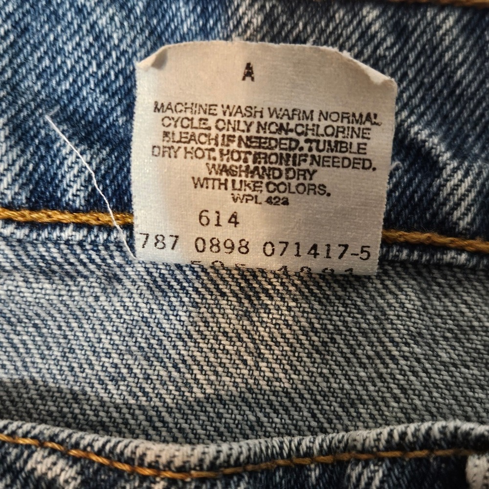 Vintage Levi 505 Regular Fit 90s Blue Denim Jeans Mens Size 34 x 32 1998 - Picture 10 of 14